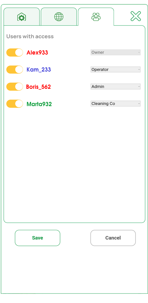 Roles de acceso del equipo en MyVHR