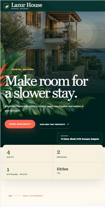 Example direct booking website in MyVHR Direct