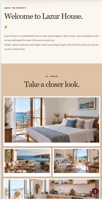 Example accommodation website in MyVHR Direct